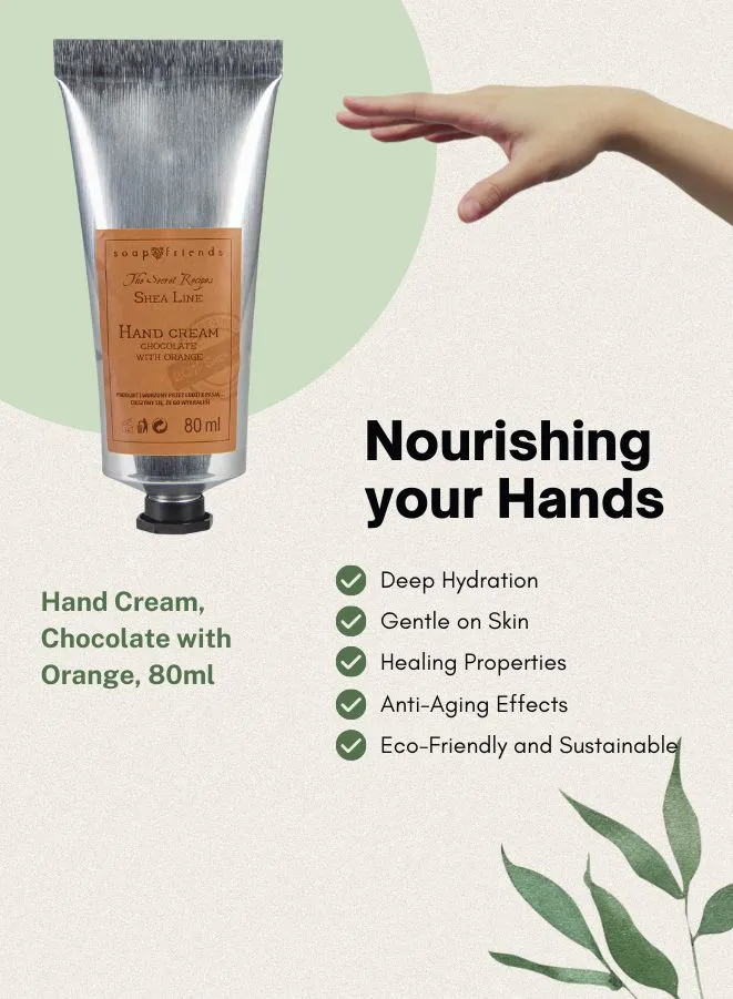 Soap&Friends Indulgent Hand Cream 20% Shea Butter Chocolate - Deep Moisturization, 80 ml