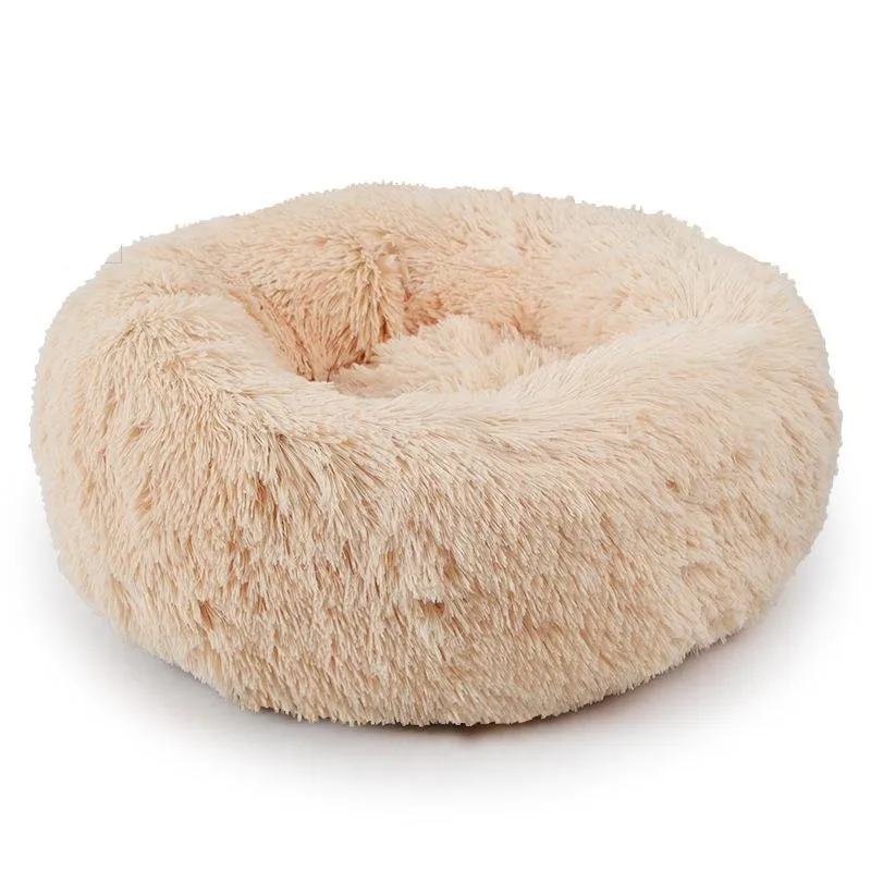 Soothing Calming Donut Pet Bed in Beige
