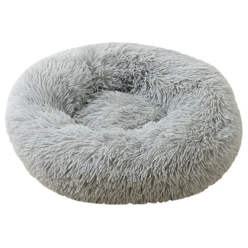 Soothing Calming Donut Pet Bed in Light Grey