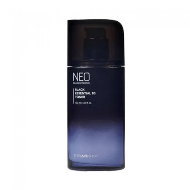 The Face Shop Neo Classic Homme Black Essential Toner 130 ml   toner 30 ml تونر البشرة مع مستحلب حجم ميني من ذا فيس شوب