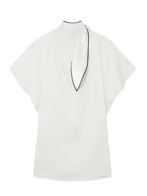 Tie Neck Mini Dress (Cream)