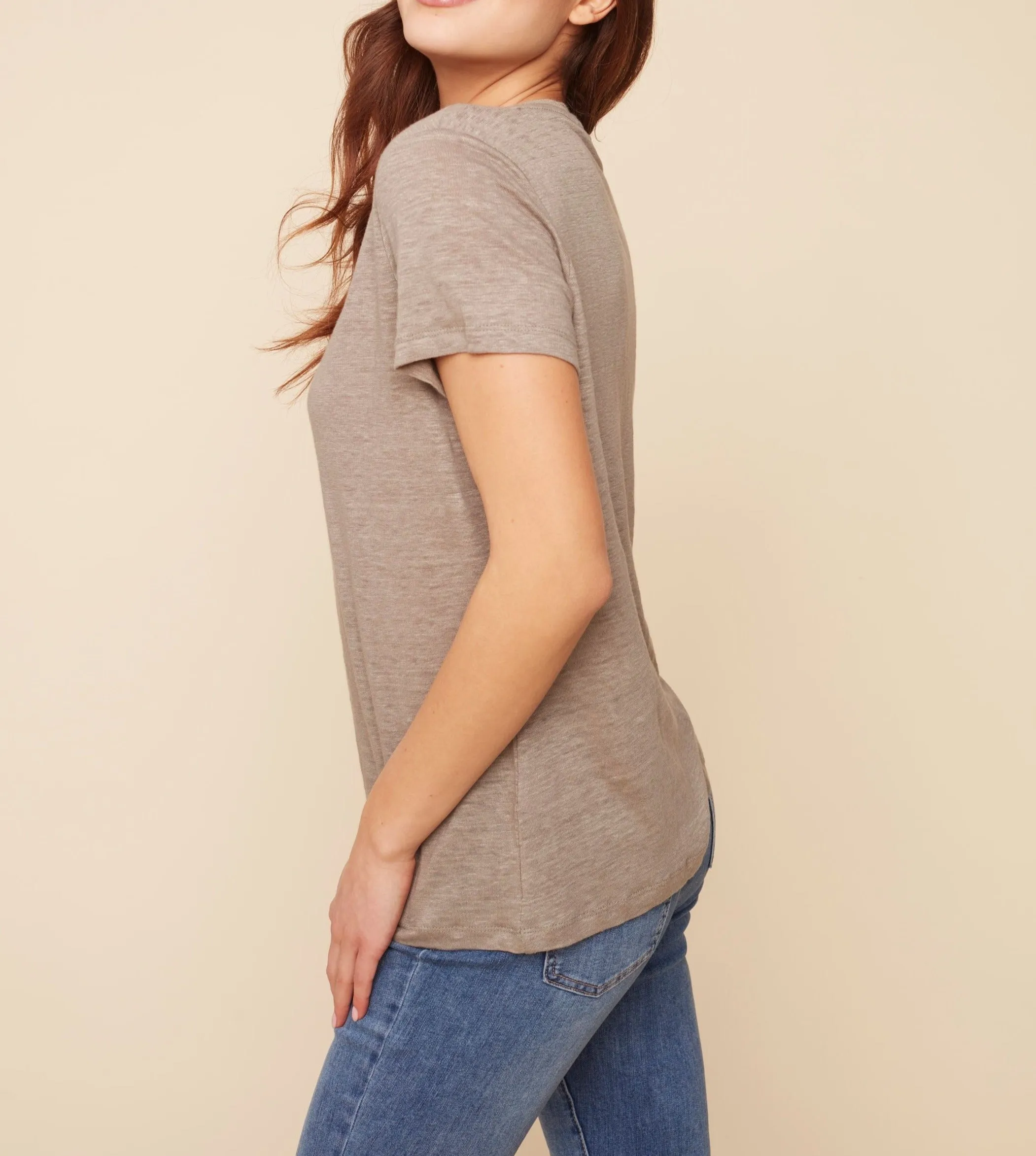 V-Neck Linen Tee
