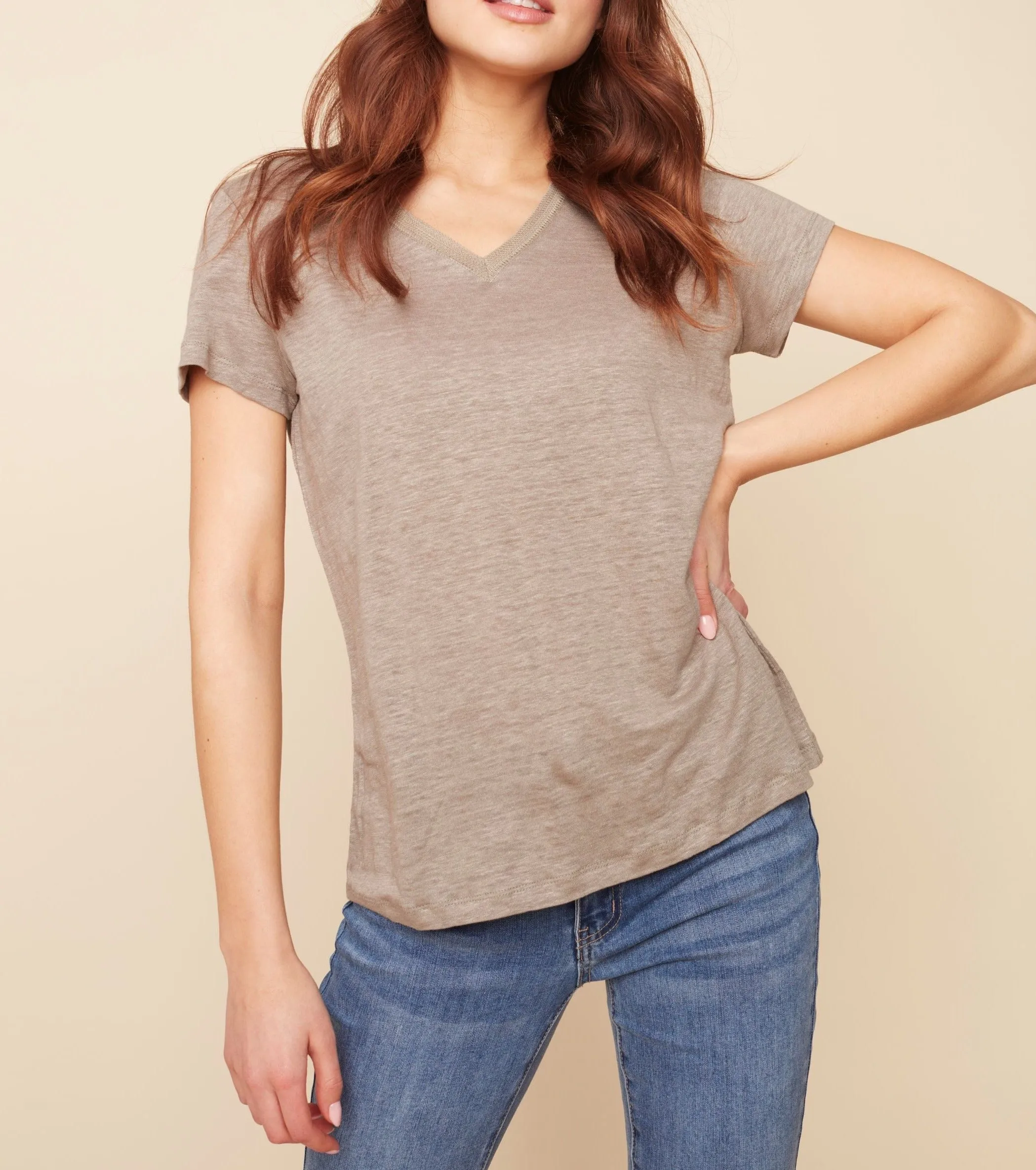 V-Neck Linen Tee