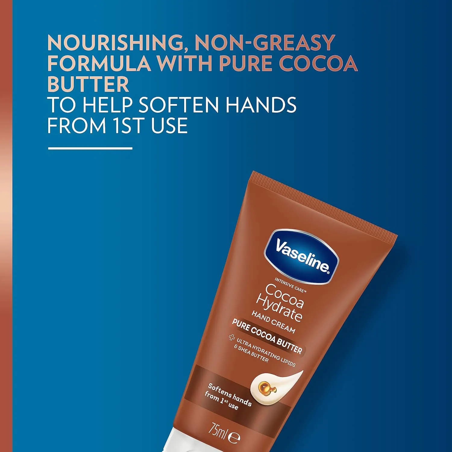 Vaseline Intensive Care Cocoa Hydrate moisturiser with ultra-hydrating lipids and shea butter Hand Cream for dry hands 75 ml