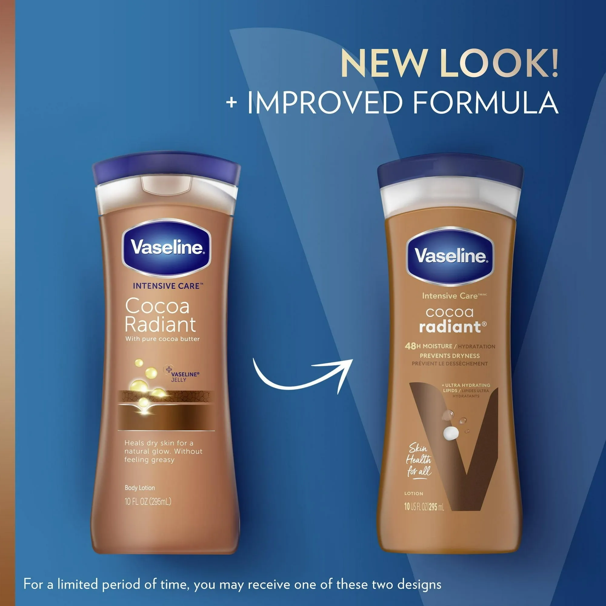 Vaseline Intensive Care Radiant Non Greasy Body Lotion, Cocoa, 10 fl oz
