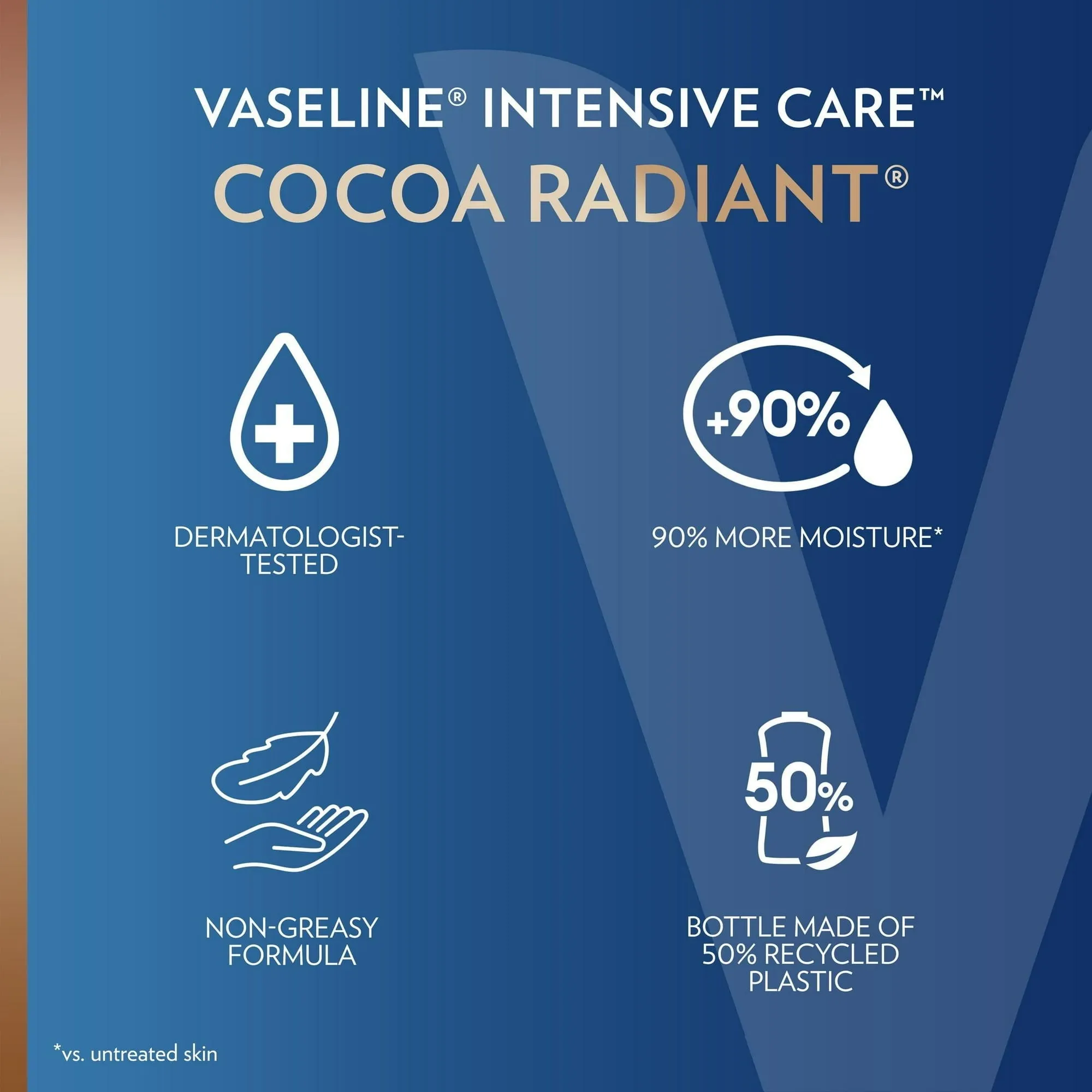 Vaseline Intensive Care Radiant Non Greasy Body Lotion, Cocoa, 10 fl oz