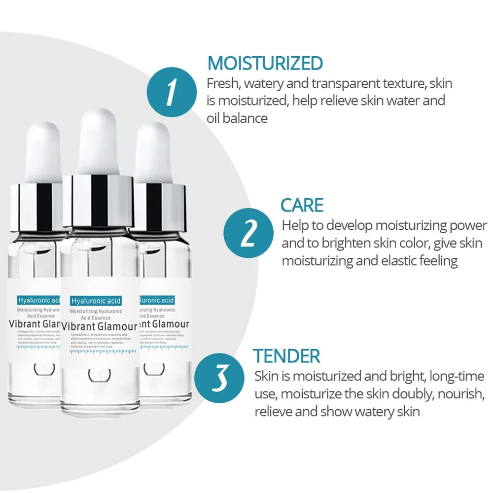 VIBRANT GLAMOUR Hyaluronic Acid Face Serum Moisturizing Whitening Essence Shrink Pore  Face Cream Anti-aging Dry skin Care New