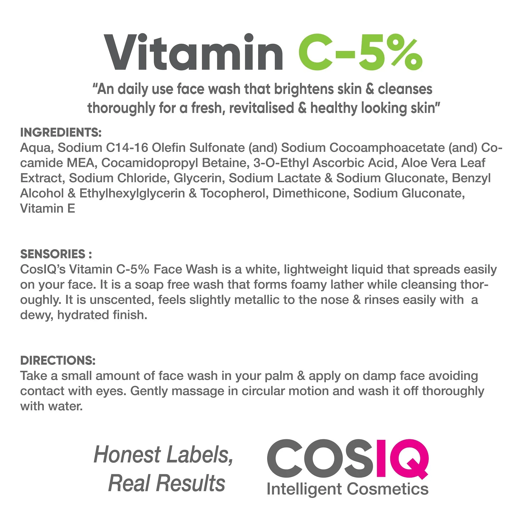 Vitamin C-5% Brightening and Glow Face Wash, 100 ml